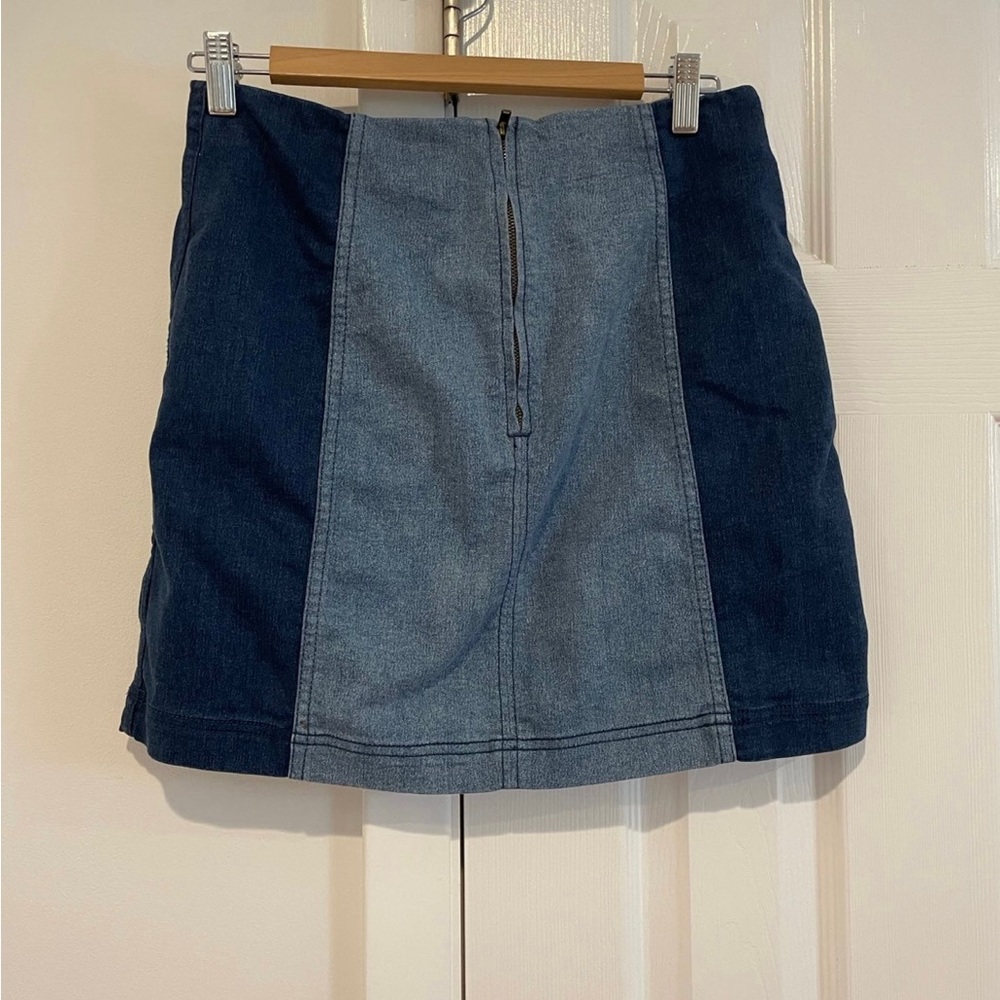 Free People  Modern Femme Color Block Mini Skirt in Dark Blue - Picture 5 of 6